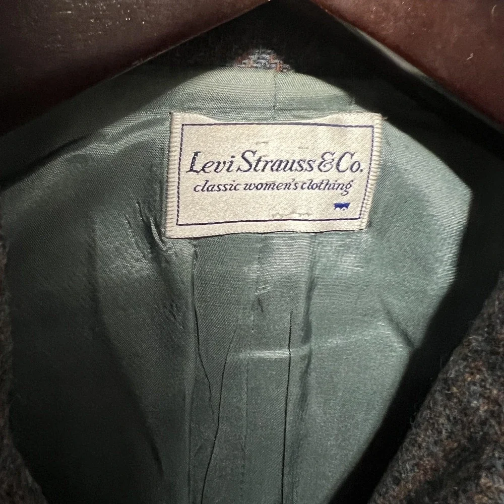 Vintage Levi Strauss & Co. Blazer Womens 14 Gray Wool Tweed Herringbone Lined - Picture 2 of 8